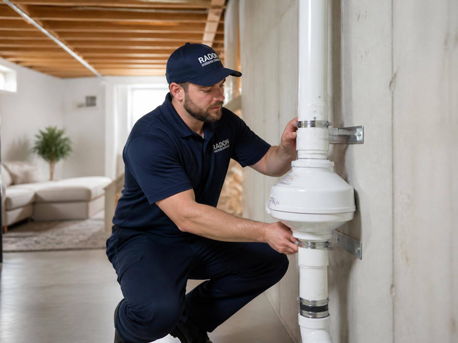 Continuous radon monitor set up on the lowest level of a Central Kentucky home